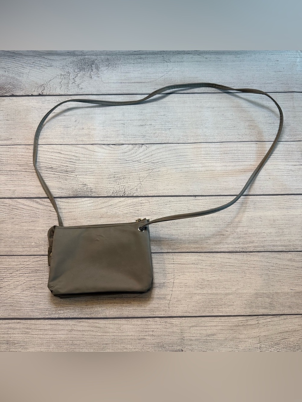 Vintage ESPIRIT Slim Crossbody Bag in Taupe Grey